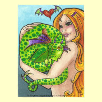 Scaly Heart Nymph + Dragon fantasy art poster posters
