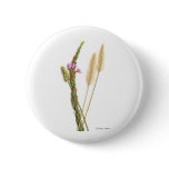Scan of a green stem, purple roses, fuzzy flowers button