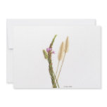 Scan of a green stem, purple roses, fuzzy flowers personalized invitations