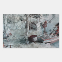 Scandinavian Children Picnicking and Fishing Sticker