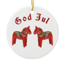 Scandinavian Christmas Dala Horse God Jul! Custom Ornaments