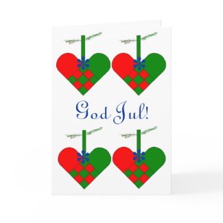 Scandinavian Christmas Hearts card