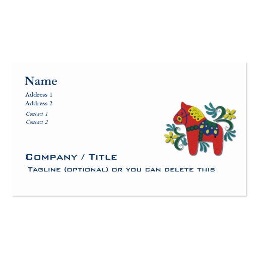 Scandinavian Dala Horse Business Business Cards (front side)