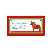 Scandinavian Dala Horse Gift Tag Custom Address Label