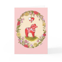 Scandinavian Dala Horse Valentines Card