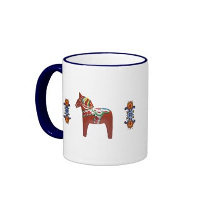 Scandinavian Dala Horse with Rosemaling coffee mug