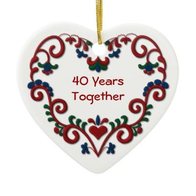 Scandinavian Heart 40 Years Together Christmas Tree Ornament