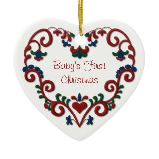 Scandinavian Heart Babys First Christmas ornament