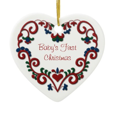 Scandinavian Heart Babys First Christmas Ornaments