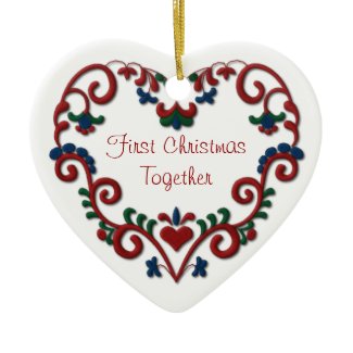 Scandinavian Heart First Christmas Together ornament