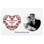 Scandinavian Heart First Christmas Together Photo premium magnets