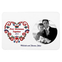Scandinavian Heart First Christmas Together Photo Flexible Magnets
