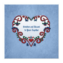 Scandinavian Rosemaling Heart Custom Anniversary Gallery Wrap Canvas
