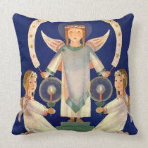 Scandinavian Saint Lucia Angels; Christmas Eve Throw Pillows