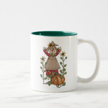 Scarecrow 1 Pumpkin Fall Sunflowers Coffee Mugs