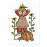 Scarecrow 1 Pumpkin Fall Sunflowers Postcards