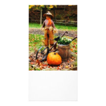 Scarecrow and Pumpkin Personalized Photo Card