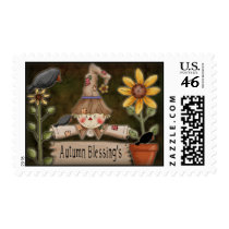 Scarecrow Autumn Blessings postage by karanta Scarecrow Autumn Blessings postage