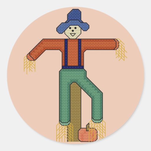 Scarecrow Cross Stitch Sticker Zazzle
