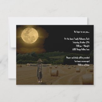 Scarecrow in the Hay Field under the Full Moon invitation