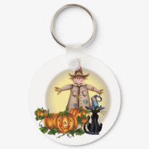 SCARECROW, JACK & CAT by SHARON SHARPE keychains