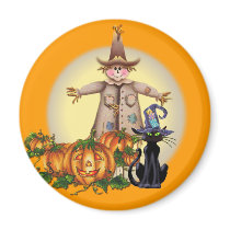 SCARECROW, JACK & CAT by SHARON SHARPE magnets by sharonsharpe SCARECROW, JACK & CAT by SHARON SHARPE magnets