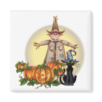 SCARECROW, JACK & CAT by SHARON SHARPE magnets by sharonsharpe SCARECROW, JACK & CAT by SHARON SHARPE magnets