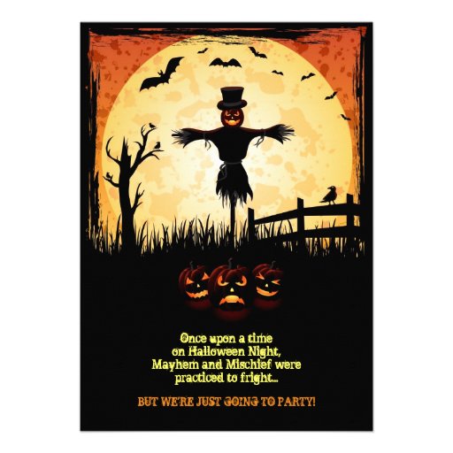 Scarecrow Moonlight Halloween Party Card
