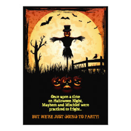 Scarecrow Moonlight Halloween Party Invites