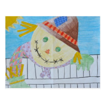 Scarecrow On A Fence Post Card