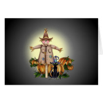 SCARECROW, PUMPKINS & CAT by SHARON SHARPE cards