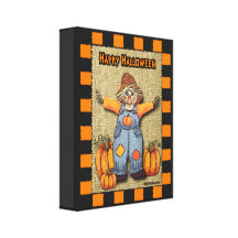Scarecrow Pumpkins Gallery Wrap Canvas