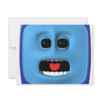Scared blue square smiley invitations by SmileyFaceStore Scared blue square smiley invitations