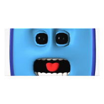 Scared blue square smiley photo cards by SmileyFaceStore Scared blue square smiley photo cards