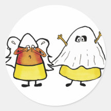 Scared Candy Corn Round Stickers