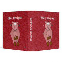 Scared Cartoon Pig Funny Barbecue Recipe Binder