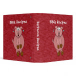 Scared Cartoon Pig Funny Barbecue Recipe Binder