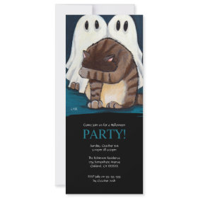 Cat and Ghosts Halloween Party Invitation
