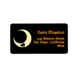Scaredy cat yellow moon Halloween return address Address Label