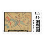 Scares the Enemy: Two Warriors Stealing 4 Horses postage