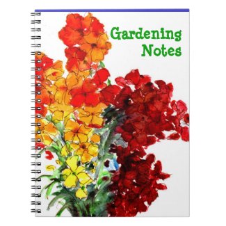 Scarlet and Orange Wallflowers Gardening Notebook