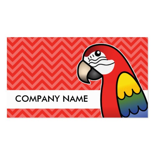 Scarlet Cartoon Macaw Parrot Bird Business Card Templates (front side)