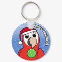 Scarlet Macaw Happy Holidays Keychain by MenagerieMayhem Scarlet Macaw Happy Holidays Keychain