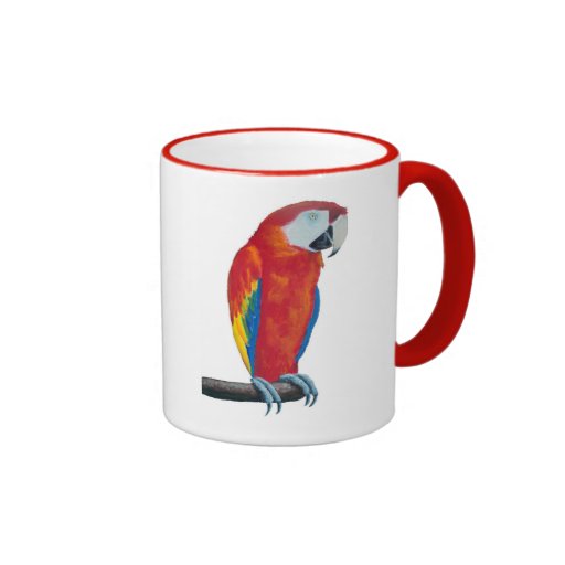Scarlet Macaw Wildlife Red Ringer Coffee Mug Cup Zazzle 