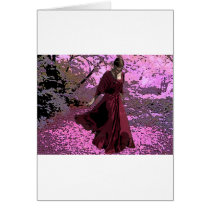 SCARLET ON CHERRY BLOSOM STROLL GREETING CARD