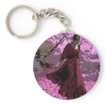 SCARLET ON CHERRY BLOSOM STROLL KEYCHAINS