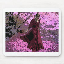 SCARLET ON CHERRY BLOSOM STROLL MOUSE PAD