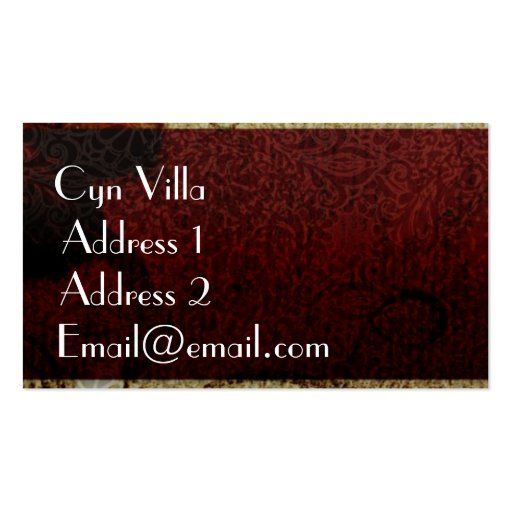 Scarlet Vintage Grunge Elegant Fashion Business Card Templates (back side)