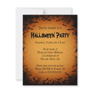 Scary bats dark frame Halloween party invitation invitation