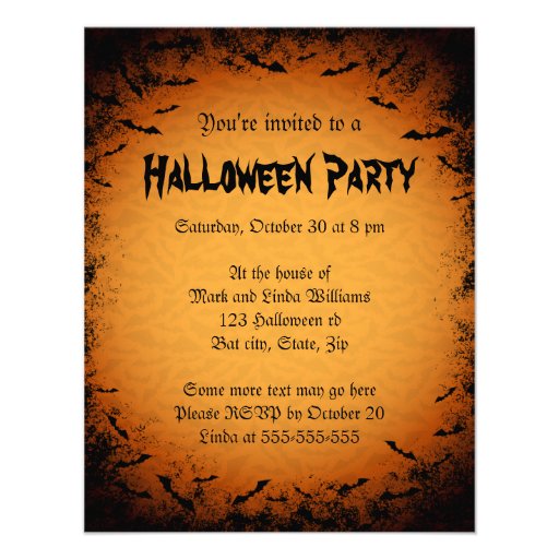 Scary bats dark frame Halloween party invitation